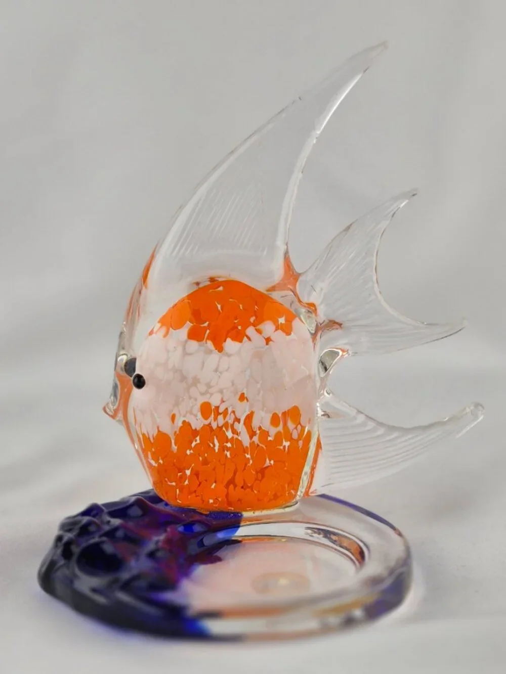 PartyLite Art Glass Tropical Angel Fish Tealight Candle Holder
